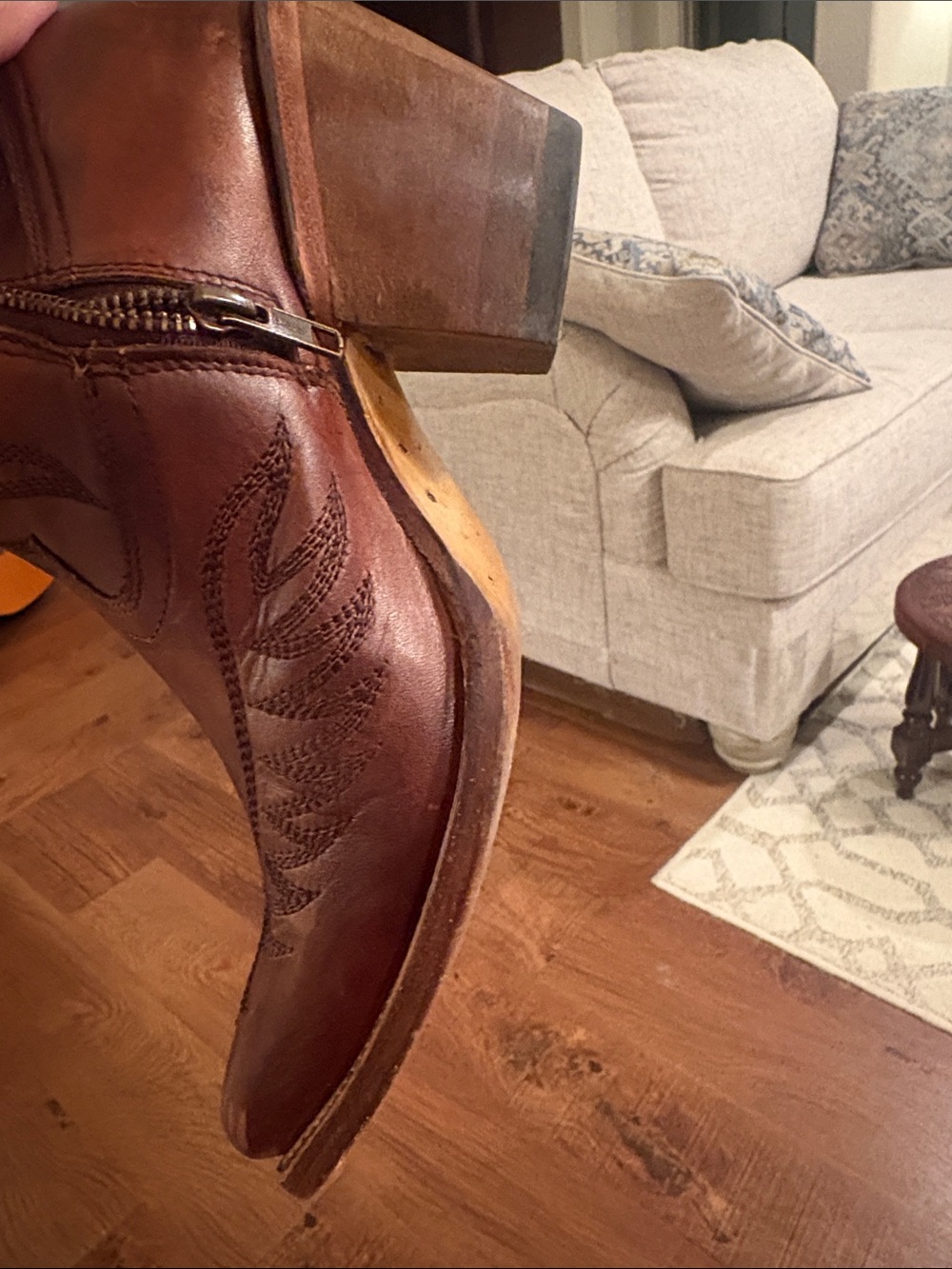 Corral boot Brown Leather Western Heeled Boots Turquoise Lining firm on price - Picture 11 of 14